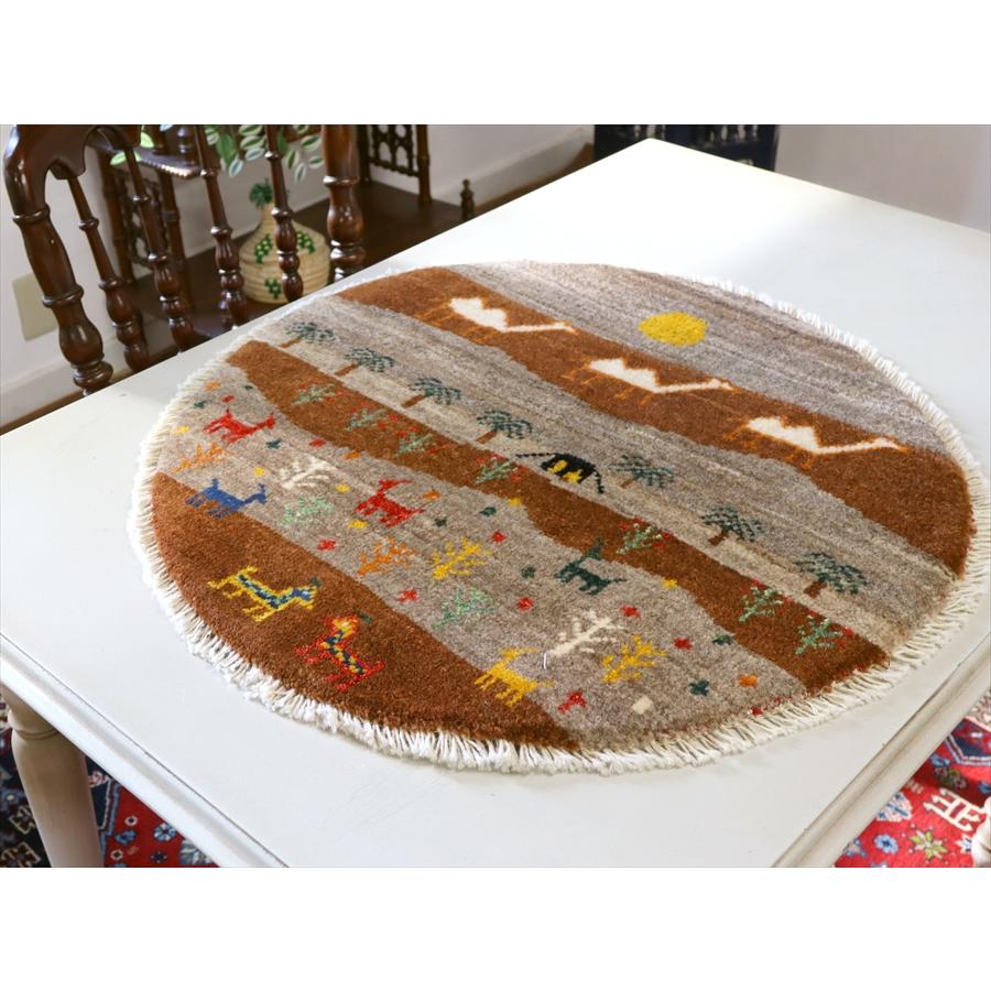 ギャッベ　円形　風景のギャッベ 60x60cm 黒いテントとラクダ |  | 05