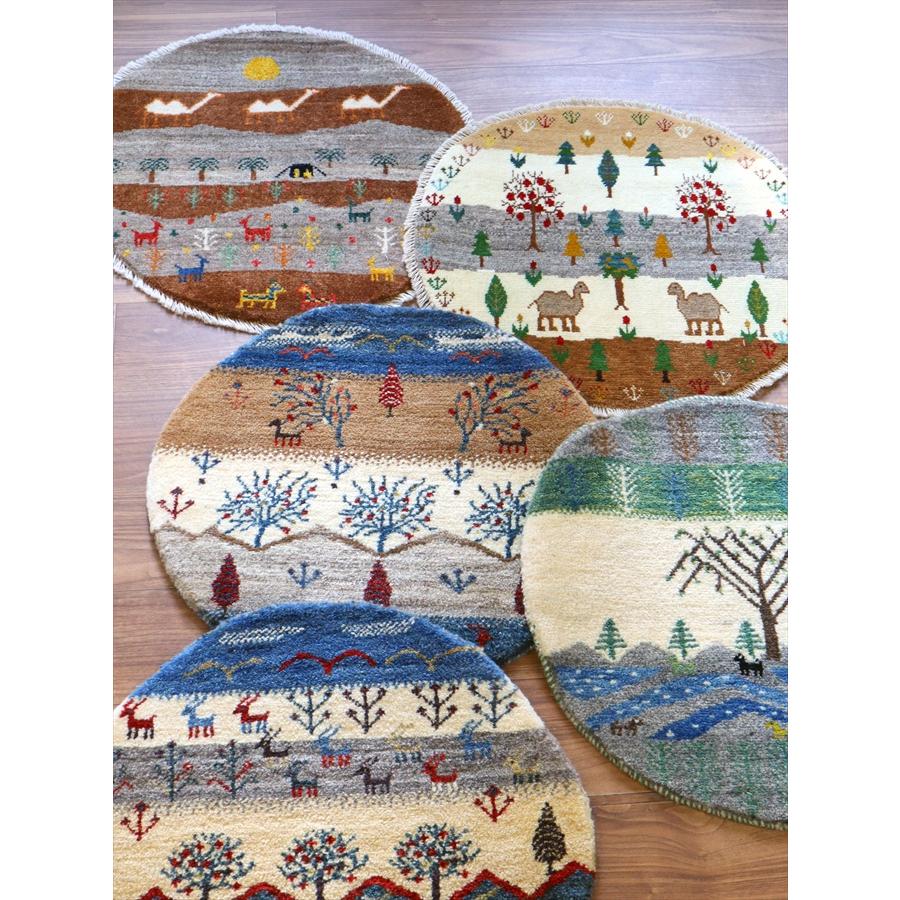 ギャッベ　円形　風景のギャッベ 60x60cm 黒いテントとラクダ |  | 06