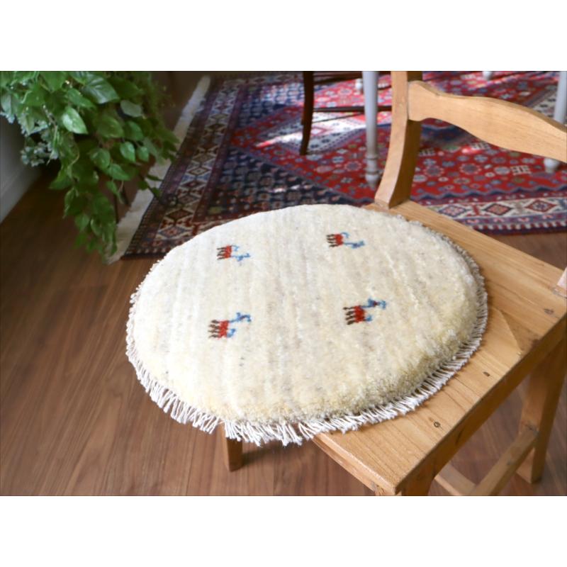 ギャッベ　円形座布団サイズ φ40cm ナチュラルアイボリー ベージュ |  | 02