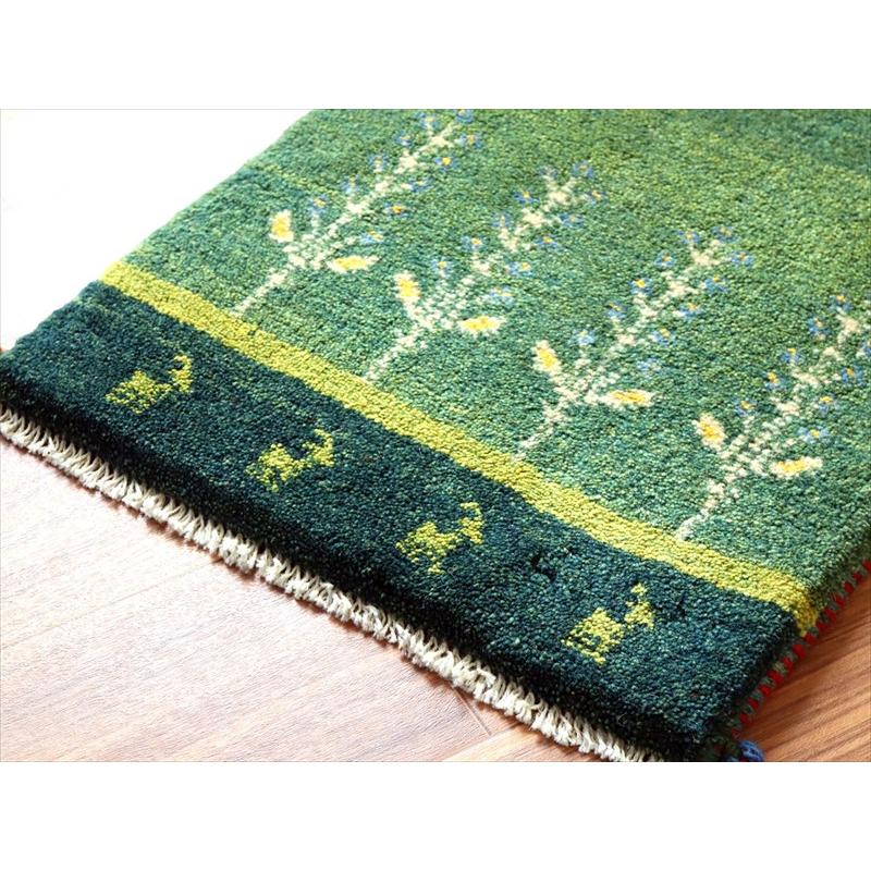 ギャッベ ミニギャベ イラン手織り 55×44cm グリーン 生命の樹と動物 |  | 03