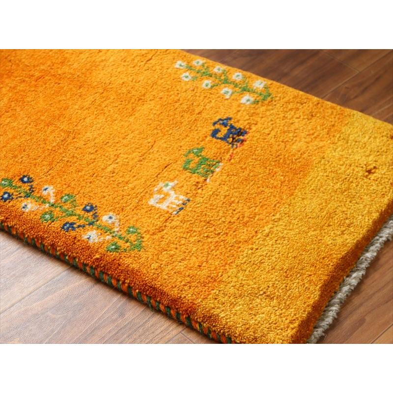 ギャッベ ミニギャベ イラン手織り 60×41cm イエローオレンジ 動物と生命の樹 |  | 03