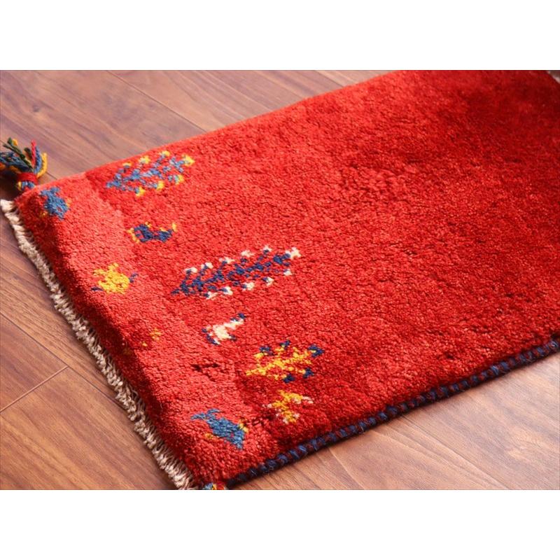 ギャッベ ミニギャベ イラン手織り 56×40cm レッド 生命の樹と動物と魚 |  | 03