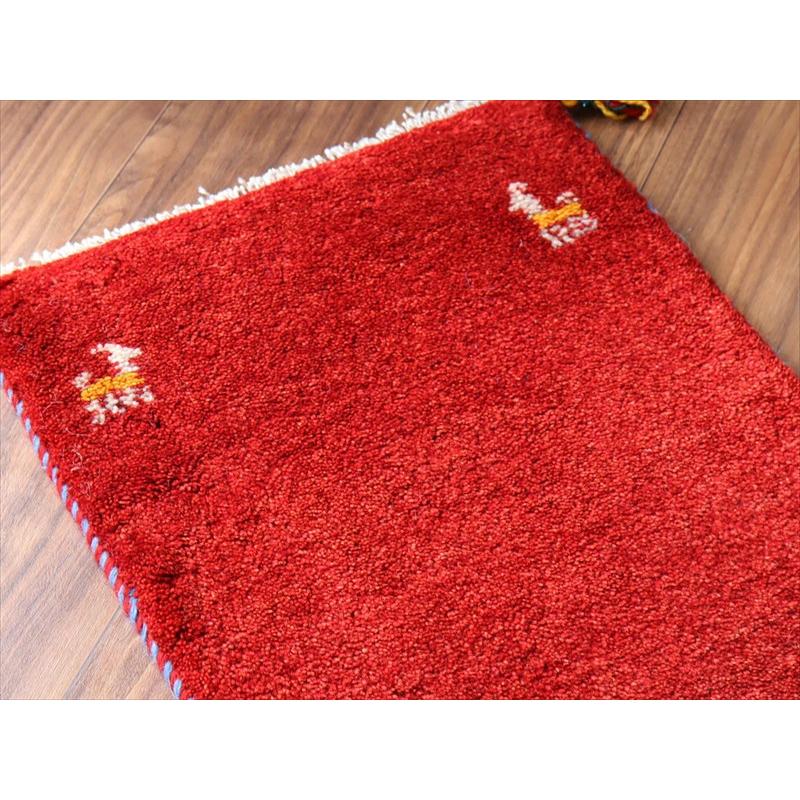 ギャッベ ミニギャベ イラン手織り 53×40cm レッド 四隅に動物 |  | 02