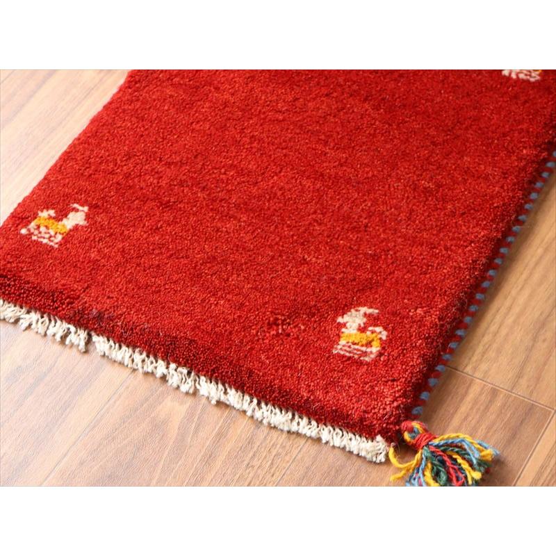 ギャッベ ミニギャベ イラン手織り 53×40cm レッド 四隅に動物 |  | 03