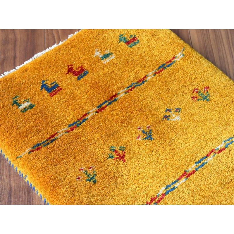 ギャッベ ミニギャベ イラン手織り 59×43cm イエローオレンジ 動物と生命の樹 |  | 02