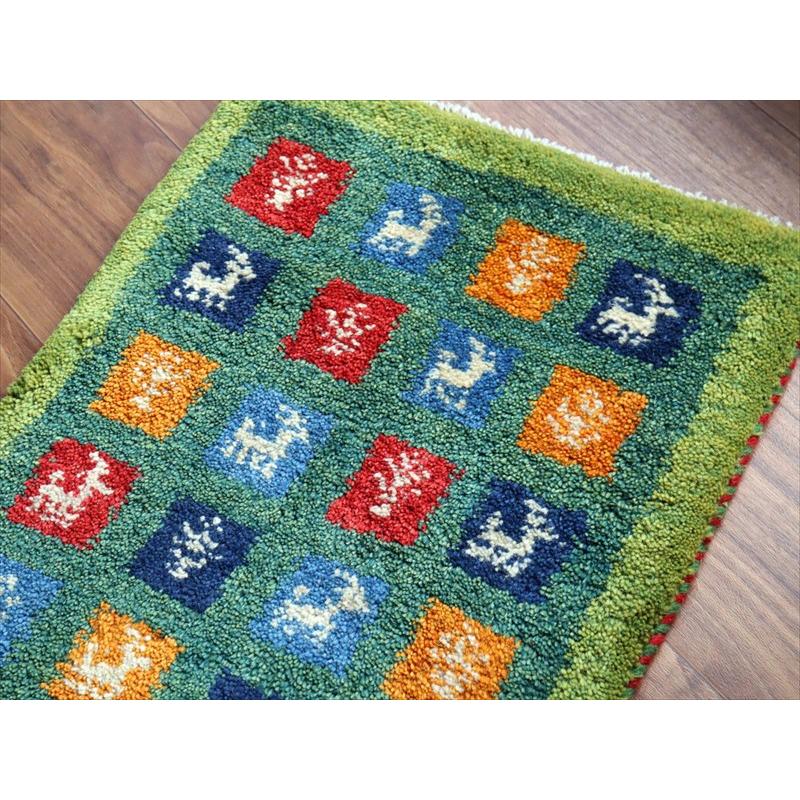 ギャッベ ミニギャベ イラン手織り 59×41cm カラフルタイルと動物と生命の樹 |  | 02