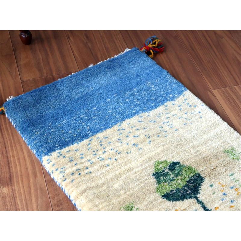 ギャッベ ミニギャベ イラン手織り 59×41cm ナチュラルアイボリー 糸杉と動物 |  | 02