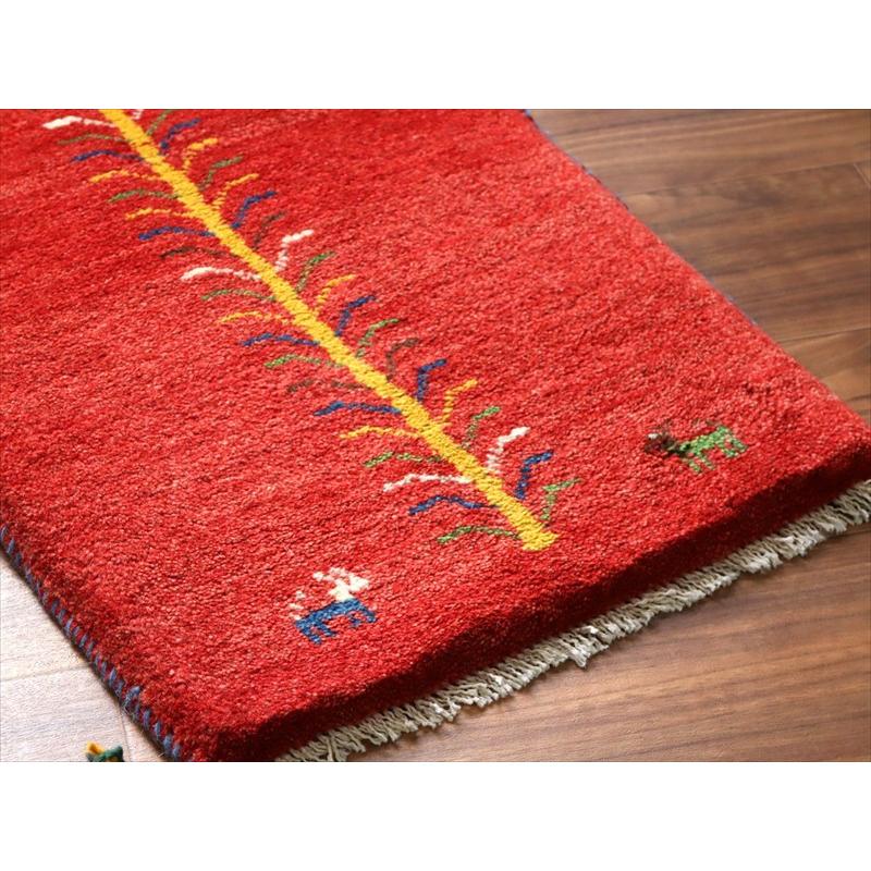 ギャッベ ミニギャベ イラン手織り 60×42cm レッド 連なる生命の樹と動物 |  | 03