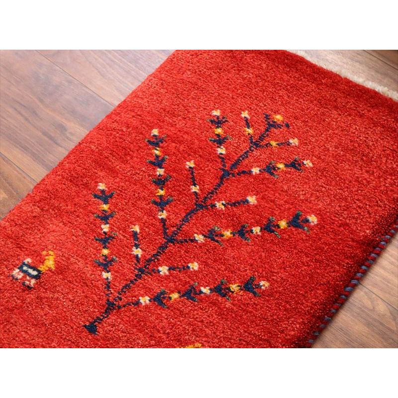 ギャッベ ミニギャベ イラン手織り 60×40cm レッド 生命の樹と動物 |  | 02