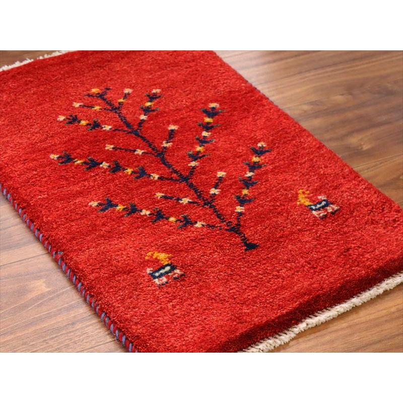 ギャッベ ミニギャベ イラン手織り 60×40cm レッド 生命の樹と動物 |  | 03