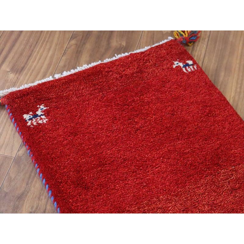 ギャッベ ミニギャベ イラン手織り 60×43cm レッド 四隅に動物 |  | 02