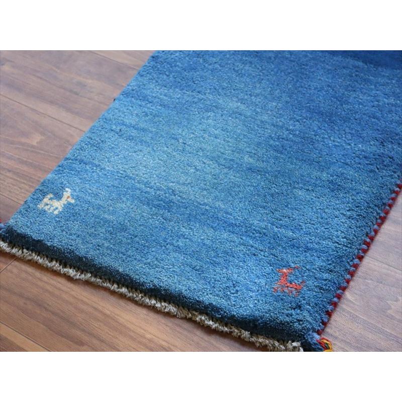 ギャッベ ミニギャベ イラン手織り 57×41cm ブルー 四隅に動物 |  | 03