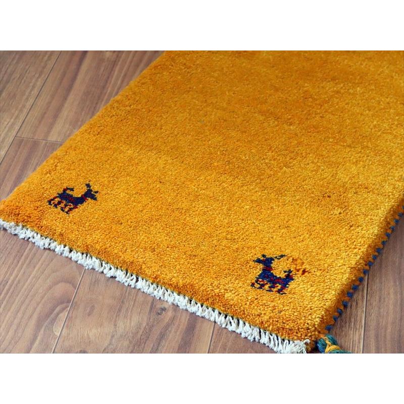 ギャッベ ミニギャベ イラン手織り 56×41cm イエロー 四隅に動物 |  | 03