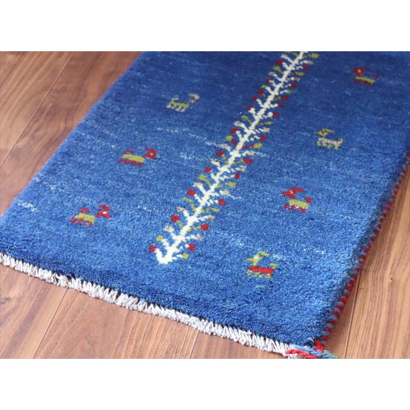 ギャッベ ミニギャベ イラン手織り 60×41cm ブルー 連なる生命の樹と動物 |  | 03