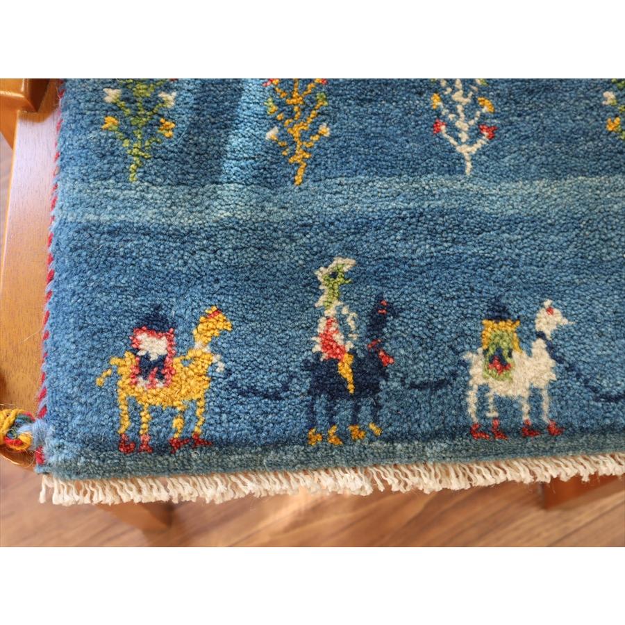 ギャッベ イラン産手織り 座布団サイズ 39x39cm ブルー　ラクダの隊商 |  | 02