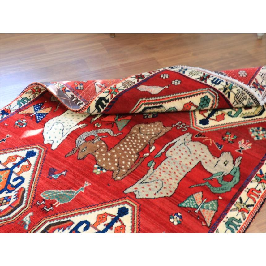 オールドギャッベ　カシュカイ　トライバルラグ 185x123cm 牡鹿と４つのメダリオン |  | 10