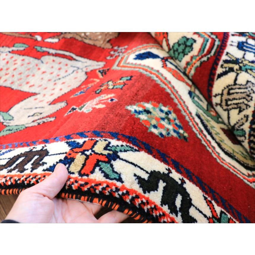 オールドギャッベ　カシュカイ　トライバルラグ 185x123cm 牡鹿と４つのメダリオン |  | 12