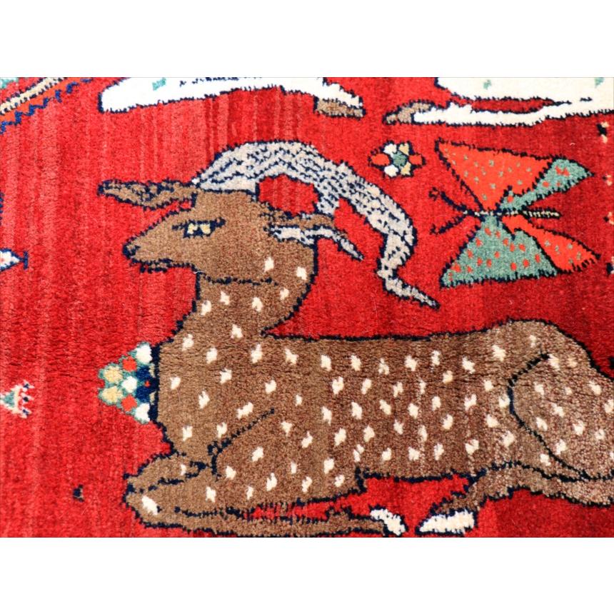 オールドギャッベ　カシュカイ　トライバルラグ 185x123cm 牡鹿と４つのメダリオン |  | 13