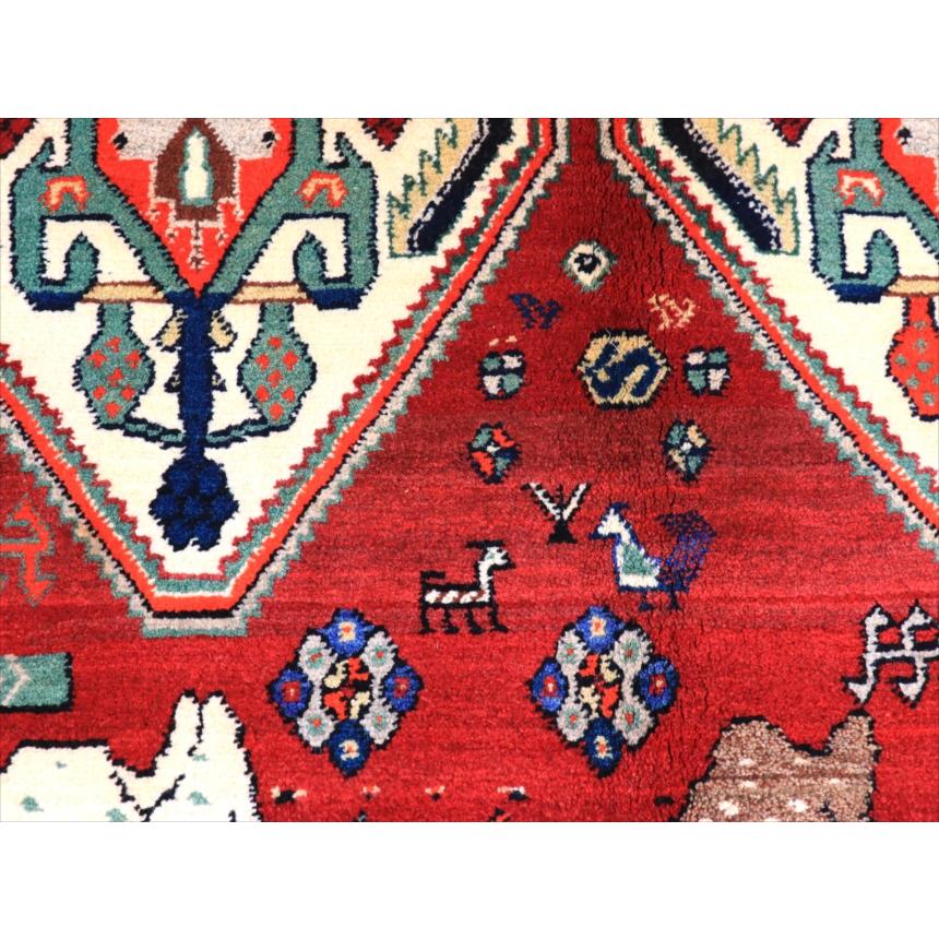 オールドギャッベ　カシュカイ　トライバルラグ 185x123cm 牡鹿と４つのメダリオン |  | 14