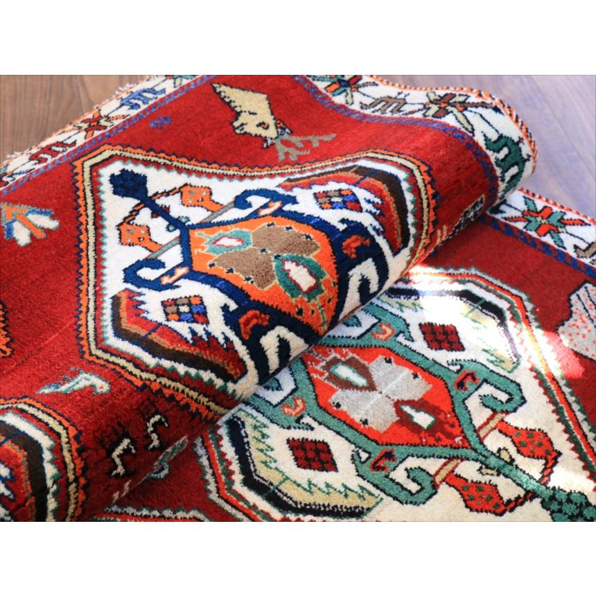 オールドギャッベ　カシュカイ　トライバルラグ 185x123cm 牡鹿と４つのメダリオン |  | 15