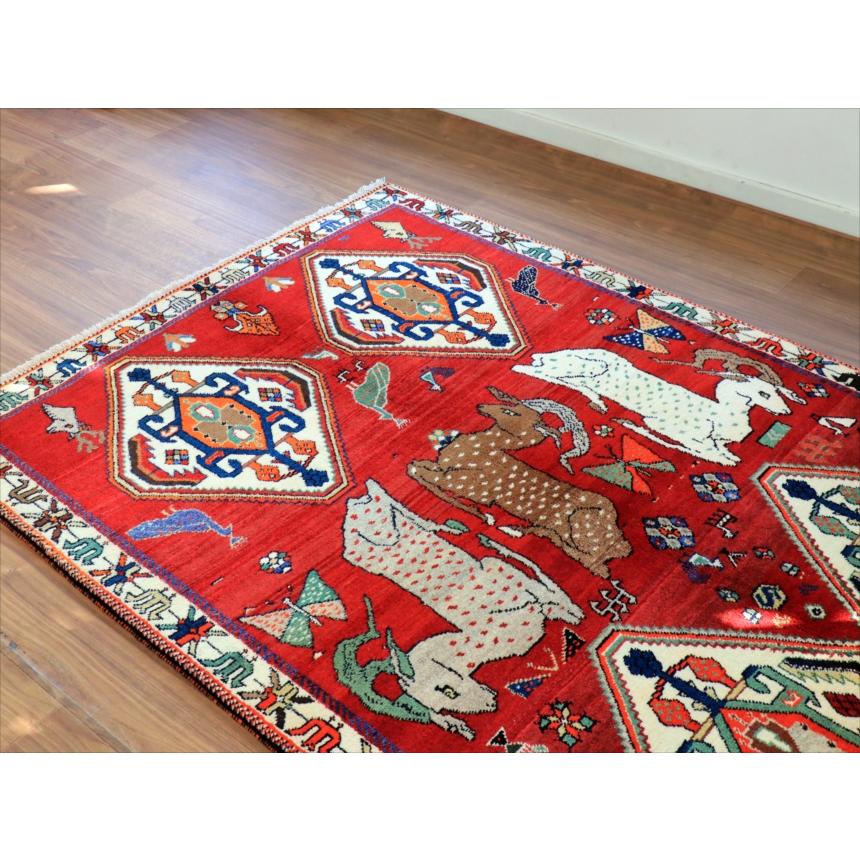 オールドギャッベ　カシュカイ　トライバルラグ 185x123cm 牡鹿と４つのメダリオン |  | 03