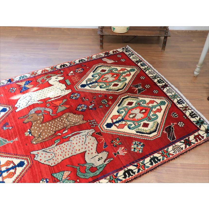 オールドギャッベ　カシュカイ　トライバルラグ 185x123cm 牡鹿と４つのメダリオン |  | 05