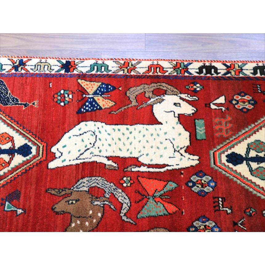オールドギャッベ　カシュカイ　トライバルラグ 185x123cm 牡鹿と４つのメダリオン |  | 07