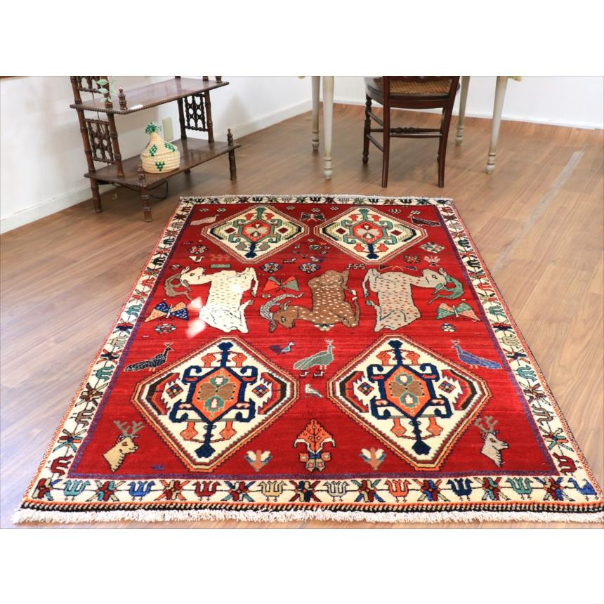 オールドギャッベ　カシュカイ　トライバルラグ 185x123cm 牡鹿と４つのメダリオン |  | 09