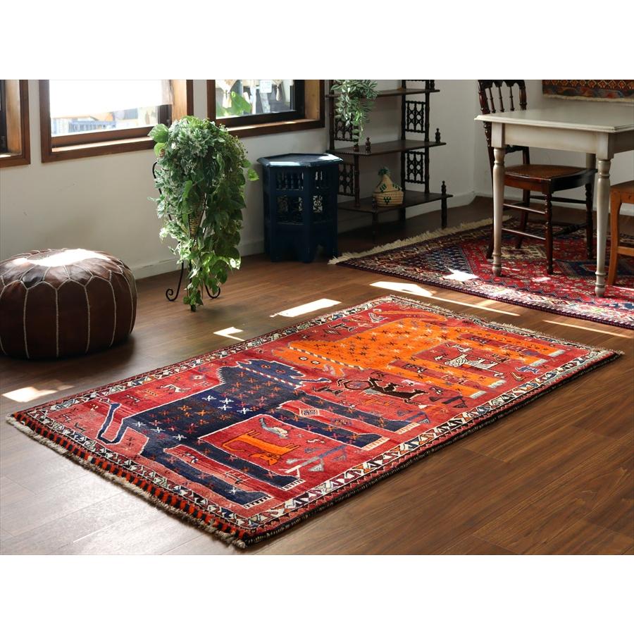 オールドギャッベ　ライオンギャッベ　 180x120cm 向き合う２頭のライオン |  | 01