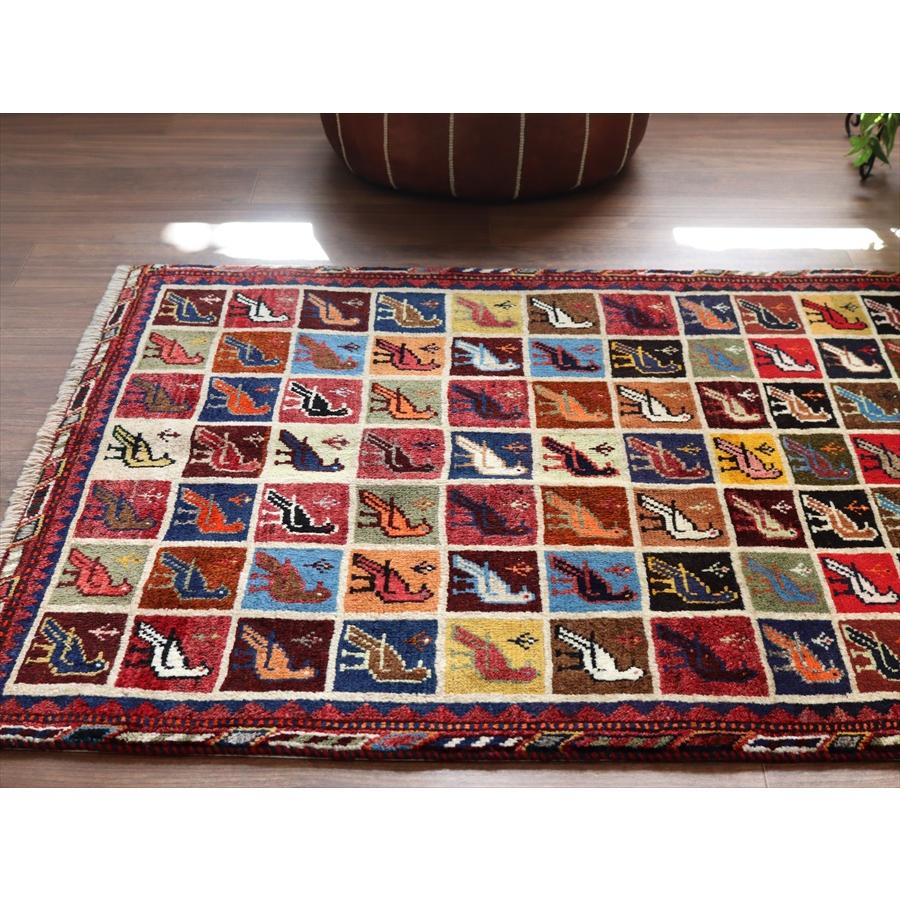 手織りギャッベ バード トレリスデザイン 170x105cm カラフルタイル 鳥 |  | 03