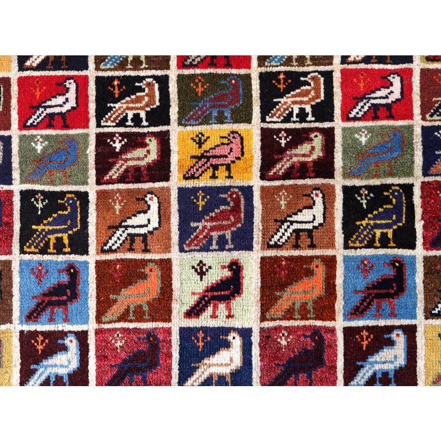 手織りギャッベ バード トレリスデザイン 170x105cm カラフルタイル 鳥 |  | 04