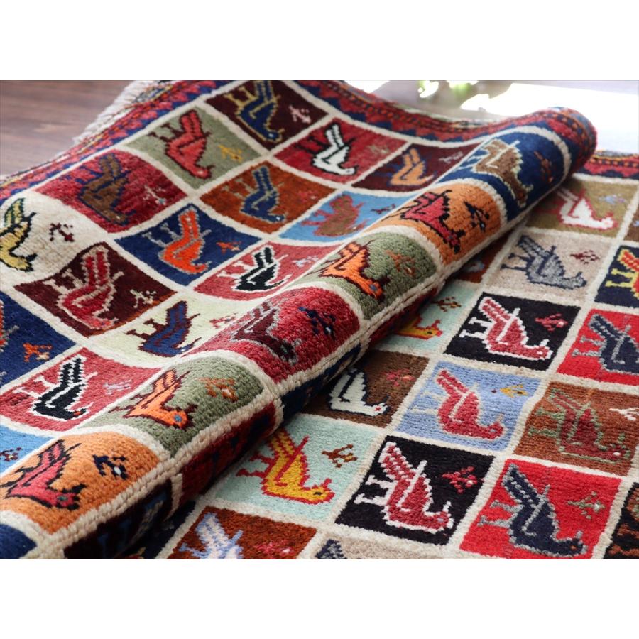 手織りギャッベ バード トレリスデザイン 170x105cm カラフルタイル 鳥 |  | 08