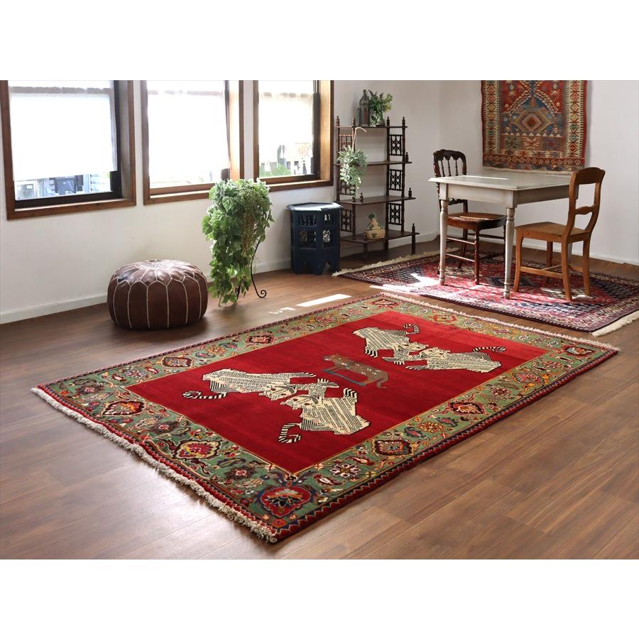 オールドギャッベ　Old Gabbeh　ライオンラグ　 235x158cm 白い4匹のヒョウと茶色いヒョウ |  | 01