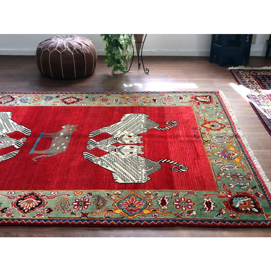 オールドギャッベ　Old Gabbeh　ライオンラグ　 235x158cm 白い4匹のヒョウと茶色いヒョウ |  | 02