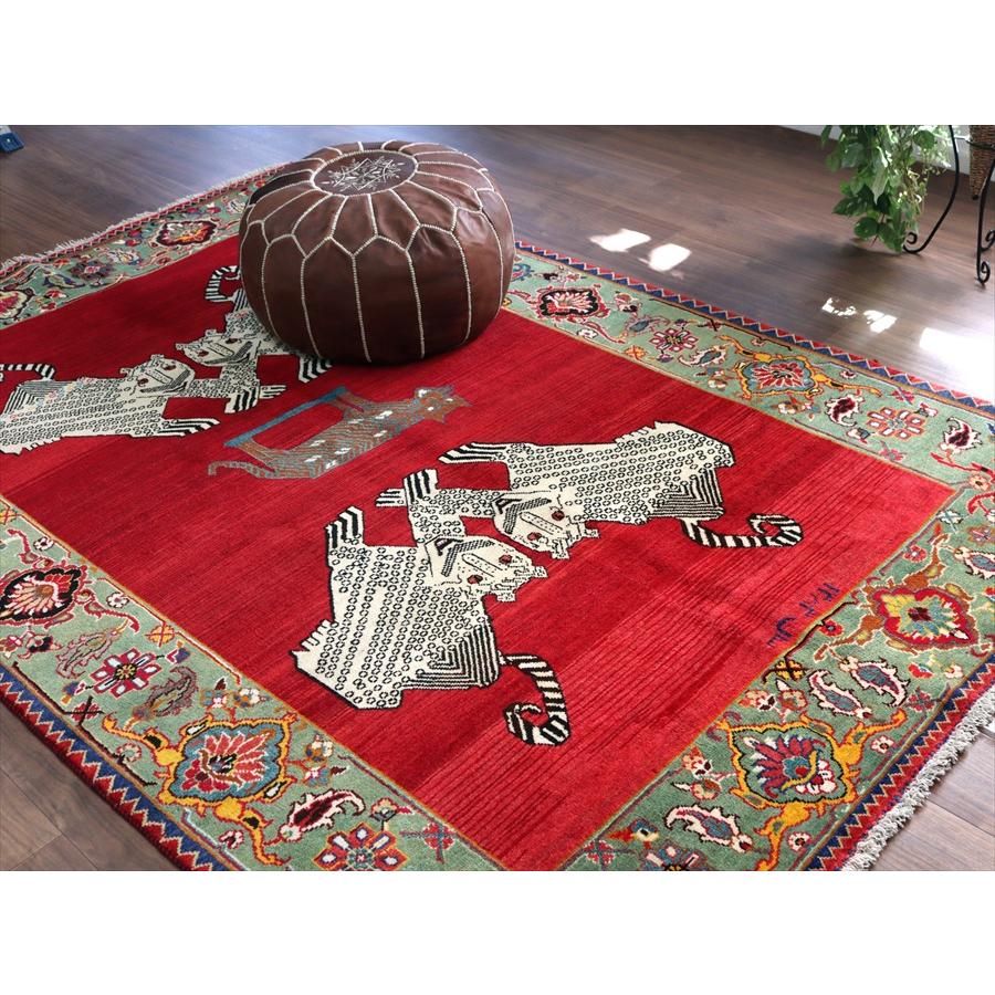オールドギャッベ　Old Gabbeh　ライオンラグ　 235x158cm 白い4匹のヒョウと茶色いヒョウ |  | 07