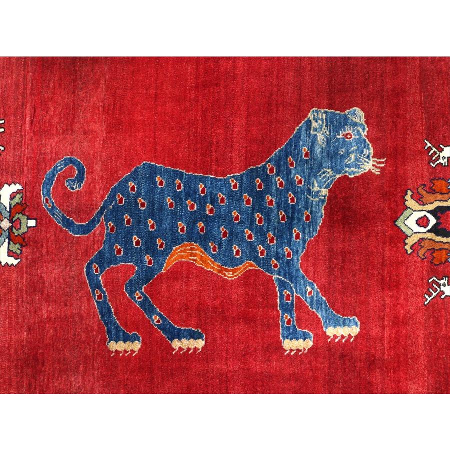 ライオンラグ 青いヒョウ オールドギャッベ　 158x100cm レッド ブルー　パルメット |  | 04