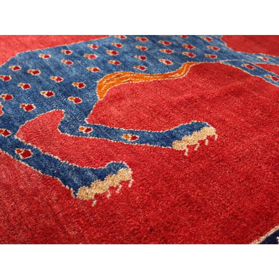 ライオンラグ 青いヒョウ オールドギャッベ　 158x100cm レッド ブルー　パルメット |  | 07