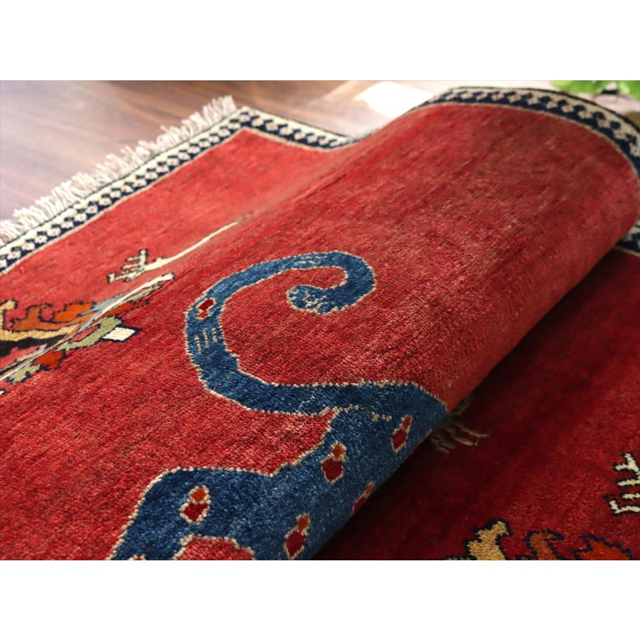 ライオンラグ 青いヒョウ オールドギャッベ　 158x100cm レッド ブルー　パルメット |  | 09