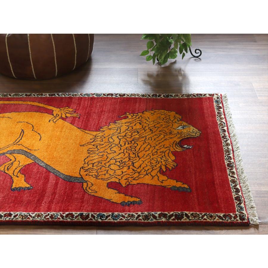 ライオンラグ 手織りギャッベ 130x82cm 吠えるライオン |  | 02