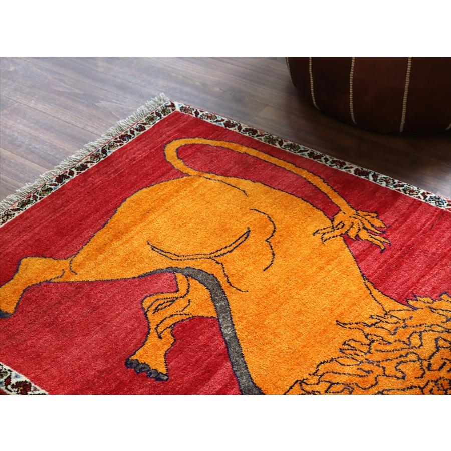 ライオンラグ 手織りギャッベ 130x82cm 吠えるライオン |  | 03