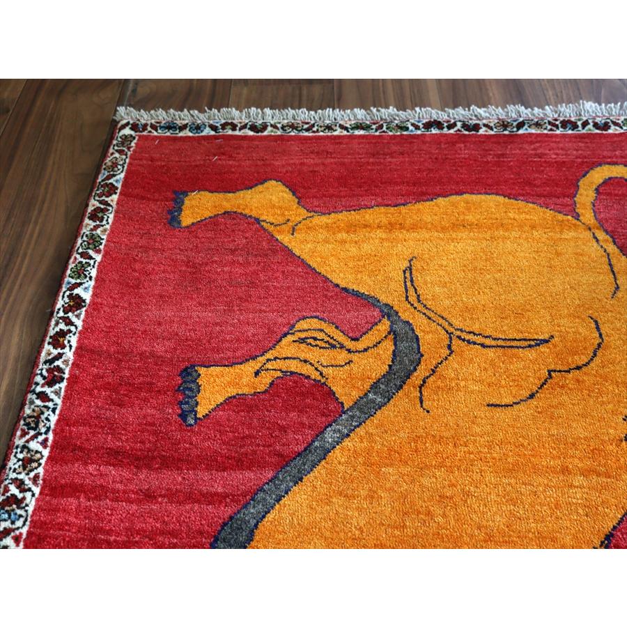 ライオンラグ 手織りギャッベ 130x82cm 吠えるライオン |  | 05