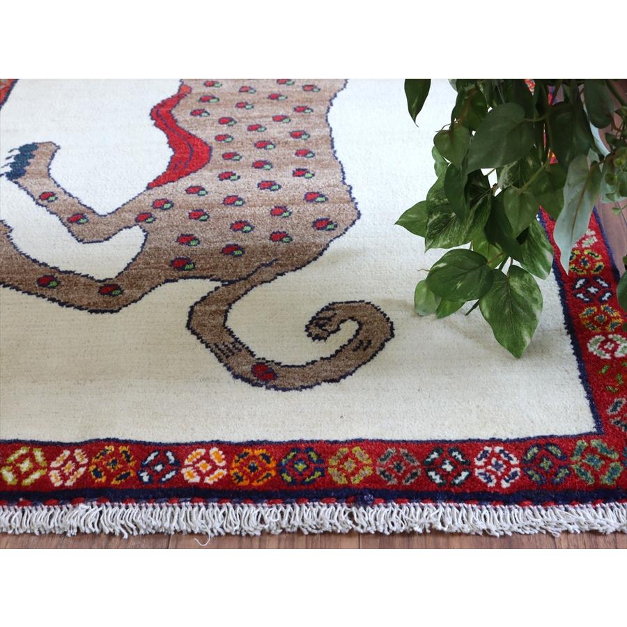 ライオンラグ オールドギャッベ トライバルラグ Lion Gabbeh, 123x86cm 赤いヒョウ　ナチュラルアイボリー |  | 05