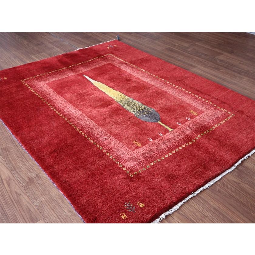 ギャッベ Gabbeh レッド 198×155cm イラン産 糸杉と動物と生命の樹 |  | 04