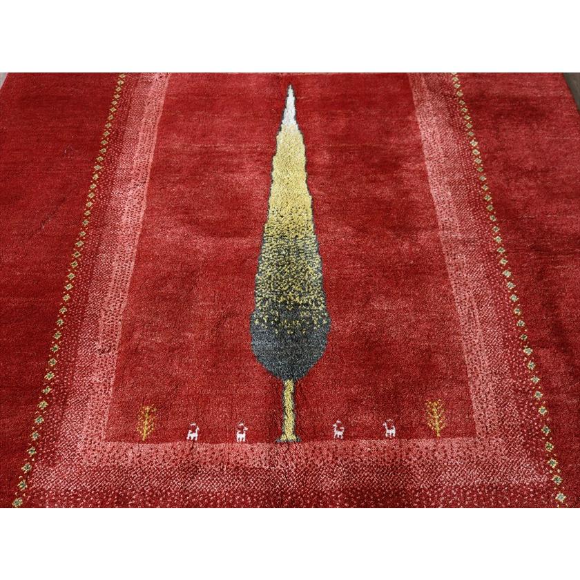 ギャッベ Gabbeh レッド 198×155cm イラン産 糸杉と動物と生命の樹 |  | 05