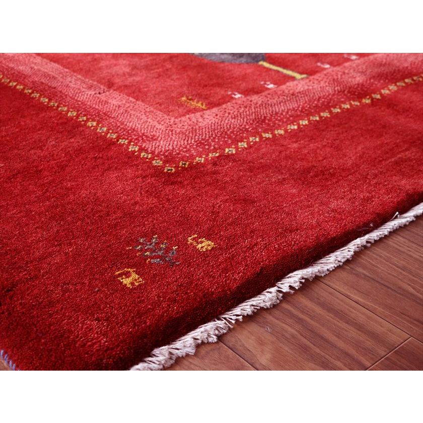 ギャッベ Gabbeh レッド 198×155cm イラン産 糸杉と動物と生命の樹 |  | 07