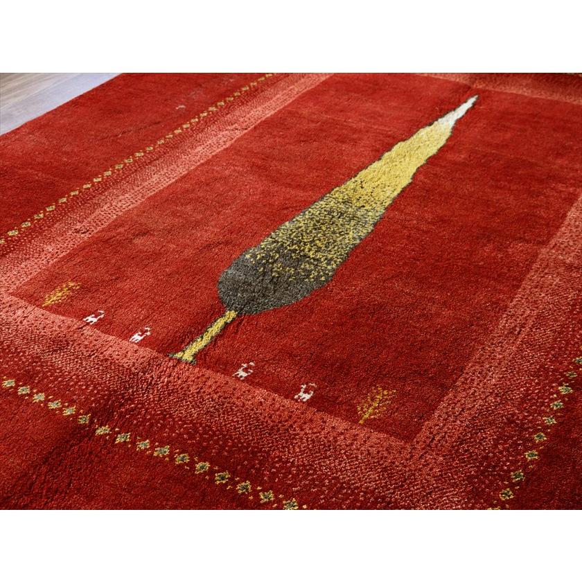 ギャッベ Gabbeh レッド 198×155cm イラン産 糸杉と動物と生命の樹 |  | 08