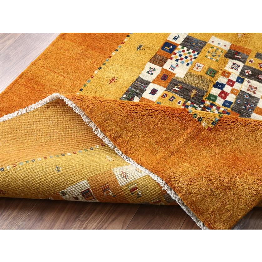 ギャッベ Gabbeh イエローオレンジ 193×150cm イラン産 カラフルタイルに動物と生命の樹 |  | 10