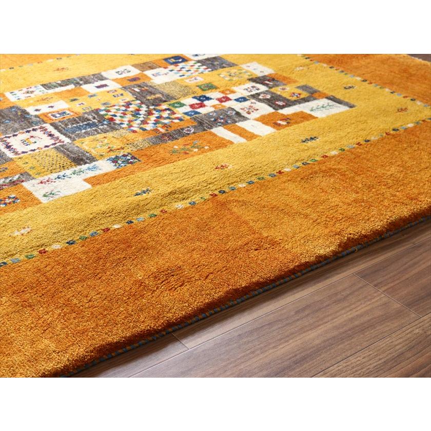 ギャッベ Gabbeh イエローオレンジ 193×150cm イラン産 カラフルタイルに動物と生命の樹 |  | 08