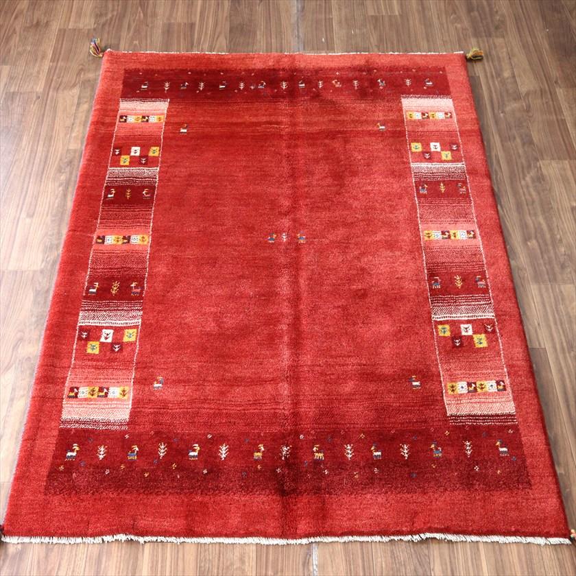 ギャッベ Gabbeh レッド 192×157cm イラン産 カラフルな動物と生命の樹 | 