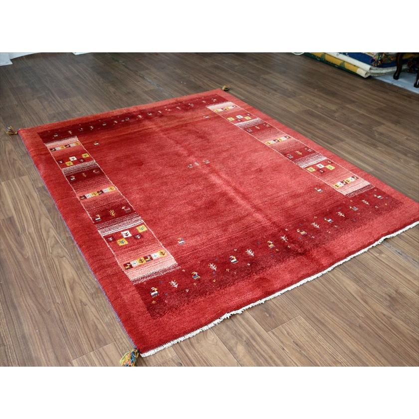 ギャッベ Gabbeh レッド 192×157cm イラン産 カラフルな動物と生命の樹 |  | 11